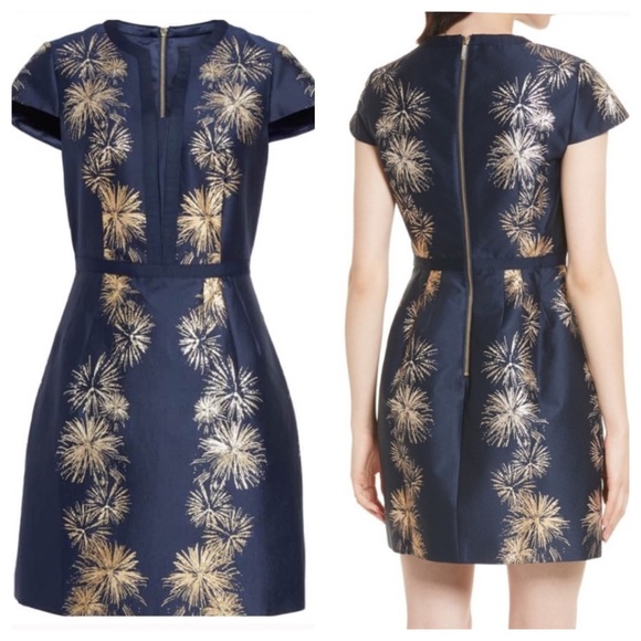 ted baker navy and gold dress